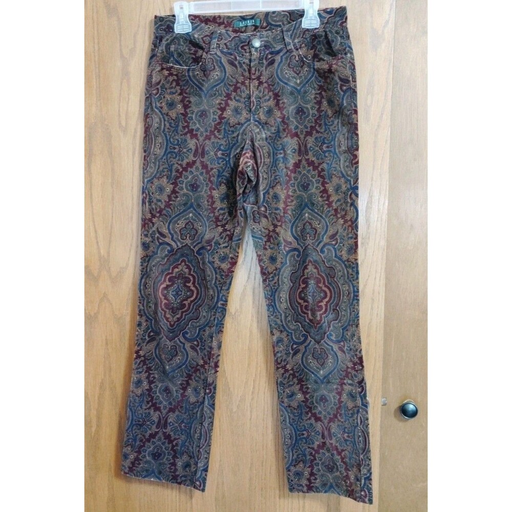 Ralph Lauren Paisley Velvet Pants Women's Sz 8